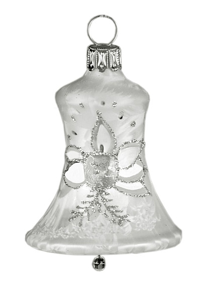 5 cm Glocke, Sortiment Kugelkerze, 3-fach Eislack weiß