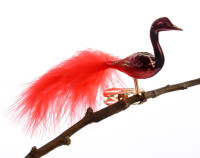 Mini-Halsvogel, gespritzt, mittlere Feder matt rot, dunkelrot Mini-Halsvogel, gespritzt, mittlere Feder matt rot, dunkelrot