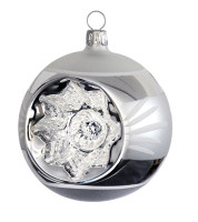 8 cm Reflexkugel, Nostalgie-Kappen silber/weiß 8 cm Reflexkugel, Nostalgie-Kappen silber/weiß