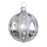 6 cm Kugel, Vintage-Karo, 6-fach silber, weiß 6 cm Kugel, Vintage-Karo, 6-fach silber, weiß