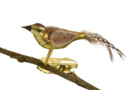 Vorschau: Mini-Vogel, gespritzt, Perlhuhn-Feder Nr. 377, matt grün, braun Vorschau: Mini-Vogel, gespritzt, Perlhuhn-Feder Nr. 377, matt grün, braun